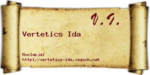Vertetics Ida névjegykártya